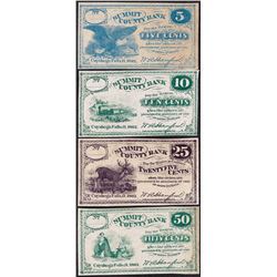 Lot of (4) 1862 Summit County Bank Fractional Obsolete Notes