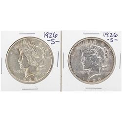 Lot of (2) 1926-S $1 Peace Silver Dollar Coins