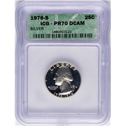 1976-S Proof Washington Quarter Coin ICG PR70 DCAM
