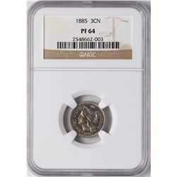 1885 Proof Three Cent Nickel Coin NGC PF64
