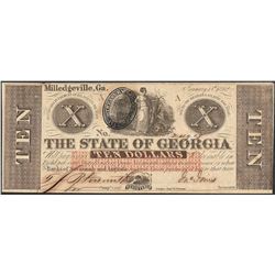 1862 $10 The State of Georgia Obsolete Note