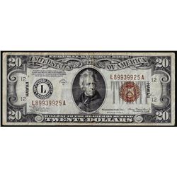 1934A $20 Hawaii Federal Reserve Note WWII Emergency Note