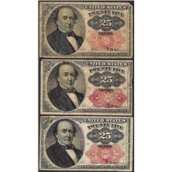 Lot of (3) 1874 Fifth Issue 25 Cent Fractional Currency Notes
