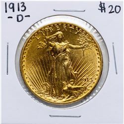 1913-D $20 St. Gaudens Double Eagle Gold Coin