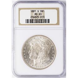 1881-S $1 Morgan Silver Dollar Coin NGC MS63
