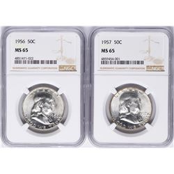 Lot of 1956-1957 Franklin Half Dollar Coins NGC MS65