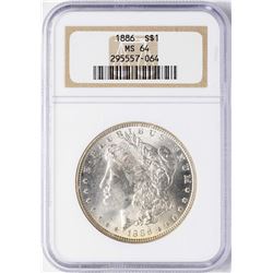 1886 $1 Morgan Silver Dollar Coin NGC MS64