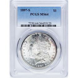 1897-S $1 Morgan Silver Dollar Coin PCGS MS64