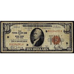 1929 $10 Federal Reserve Note New York