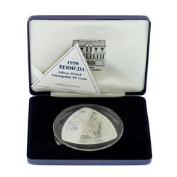 1998 Bermuda $9 Triangle Silver Proof Coin w/ Box & COA