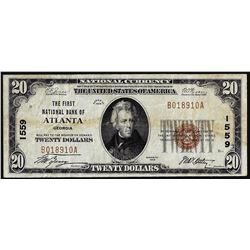 1929 $20 Atlanta, GA CH# 1559 National Currency Note