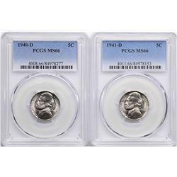 Lot of 1940-D Struck Thru & 1941-D Jefferson Nickel Coins PCGS MS66