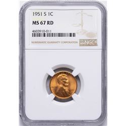 1951-S Lincoln Wheat Cent Coin NGC MS67RD