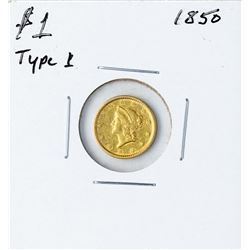 1850 $1 Type 1 Liberty Head Gold Dollar Coin