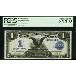 1899 $1 Black Eagle Silver Certificate Note Fr.232 PCGS Superb Gem New 67PPQ