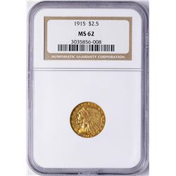 1915 $2 1/2 Indian Head Quarter Eagle Gold Coin NGC MS62
