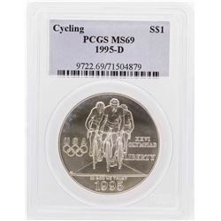 1995-D $1 Cycling Olympic Commemorative Silver Dollar Coin PCGS MS69