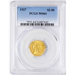1927 $2 1/2 Indian Head Quarter Eagle Gold Coin PCGS MS64