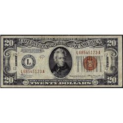 1934 $20 Hawaii WWII Emergency Issue Federal Reserve Note