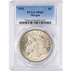1921 $1 Morgan Silver Dollar Coin PCGS MS65