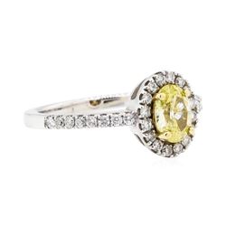 14KT White and Yellow Gold 0.97 ctw Yellow and White Diamond Ring
