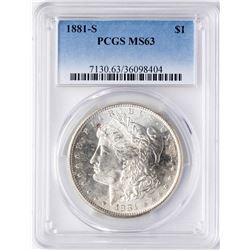 1881-S $1 Morgan Silver Dollar Coin PCGS MS63