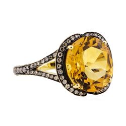 18KT Yellow Gold 3.00 ctw Citrine and Diamond Ring
