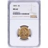Image 1 : 1893 $5 Liberty Head Half Eagle Gold Coin NGC MS62