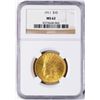 Image 1 : 1911 $10 Indian Head Eagle Gold Coin NGC MS62