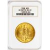 Image 1 : 1908 NM $20 St. Gaudens Double Eagle Gold Coin NGC MS63