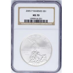 2005-P $1 Marines Silver Commemorative Coin NGC MS70