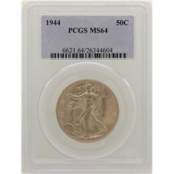 1944 Walking Liberty Half Dollar Coin NGC MS64
