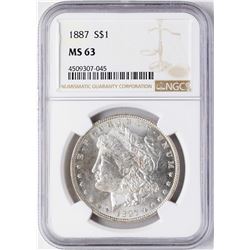 1887 $1 Morgan Silver Dollar Coin NGC MS63