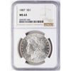 Image 1 : 1887 $1 Morgan Silver Dollar Coin NGC MS63