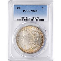 1886 $1 Morgan Silver Dollar Coin PCGS MS65