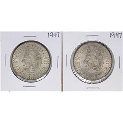 Lot of (2) 1947 Mexico Cinco Pesos Silver Coins