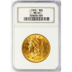 1903 $20 Liberty Head Double Eagle Gold Coin NGC MS64