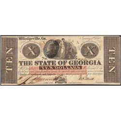 1862 $10 The State of Georgia Obsolete Note