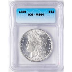 1889 $1 Morgan Silver Dollar Coin ICG MS64