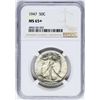 Image 1 : 1947 Walking Liberty Half Dollar Coin NGC MS65+