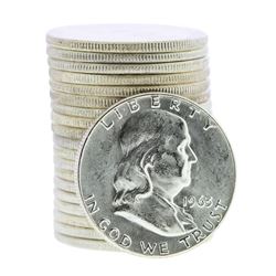 Roll of (20) Brilliant Uncirculated 1963 Franklin Half Dollar Coins