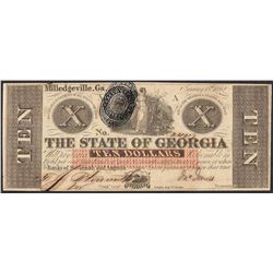 1862 $10 The State of Georgia Obsolete Note