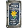 Image 1 : March 1974 Happy Birthday Enamel Silver Art Bar