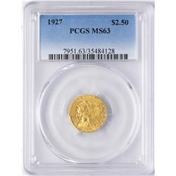 1927 $2 1/2 Indian Head Quarter Eagle Gold Coin PCGS MS63