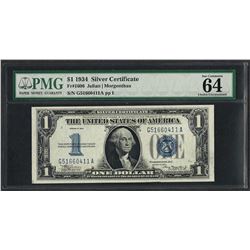 1934 $1 Funnyback Silver Certificate Note Fr.1606 PMG Choice Uncirculated 64
