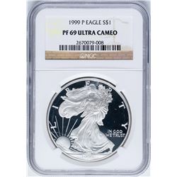 1999-P $1 Proof American Silver Eagle Coin NGC PF69 Ultra Cameo