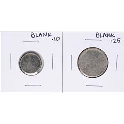 Set of Blank Clad Dime & Quarter Planchet Coin ERRORS