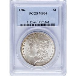 1882 $1 Morgan Silver Dollar Coin PCGS MS64