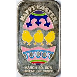March 30, 1975 Easter Greetings Enamel Silver Art Bar