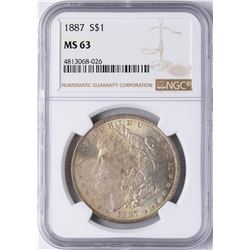 1887 $1 Morgan Silver Dollar Coin NGC MS63
